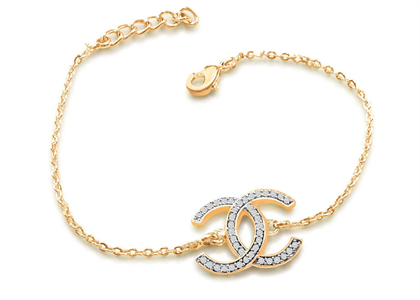 Gold Plated CZ Studded Chanel Bracelet